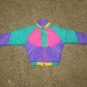 Vintage Retro Color Block Babys Puffer Jacket